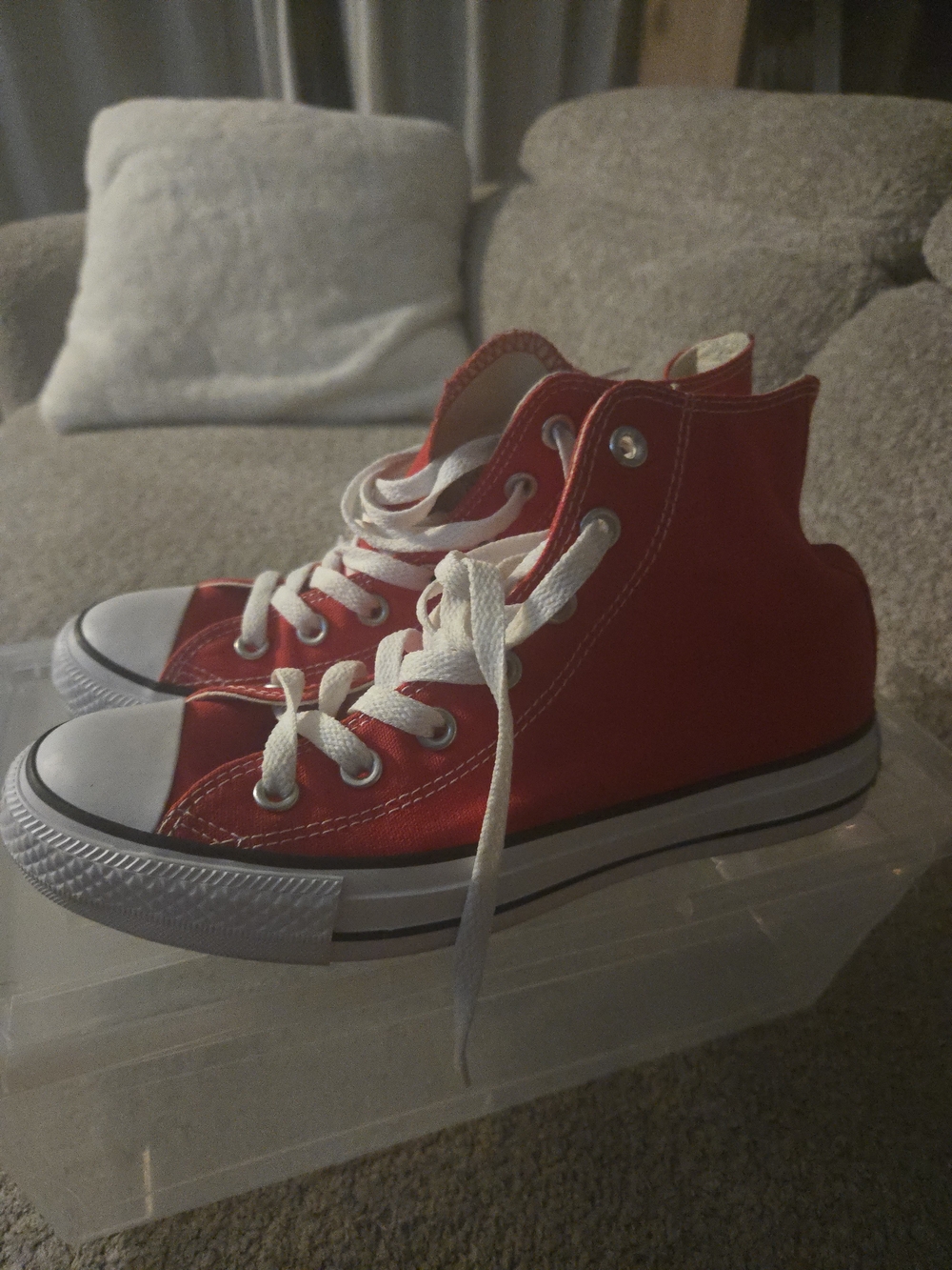 Kids High-Top Canvas Sneakers - Red